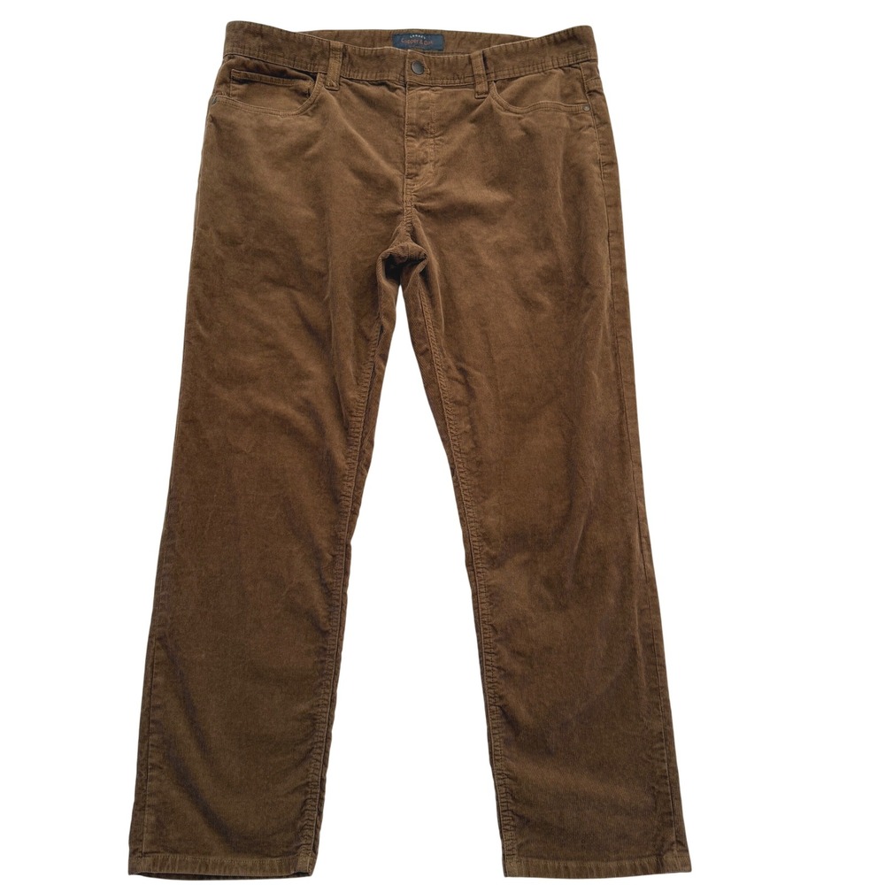 Copper & Oak Corduroy Pants Mens 38x30 Brown Straight Leg 5-Pocket Stretch